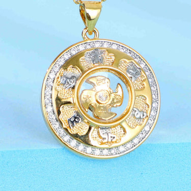 Gold Rotating Windmill Energy Feng Shui Lucky Necklace